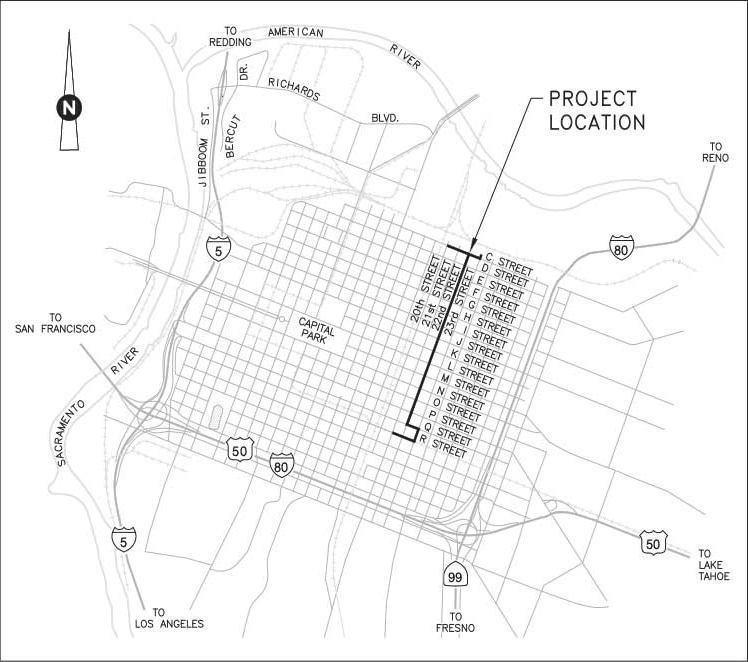 Mapa de ubicación del Proyecto de Reemplazo de Cable Subterráneo de 22nd Street